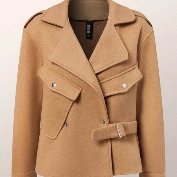 STYLEWE Tan Trench Coat with Classic Tailored Design - Picture 2 of 2